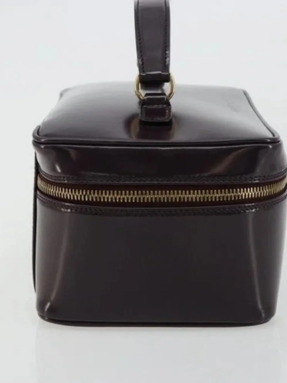 GUCCI Bamboo Vanity Hand Bag Patent leather Navy Gold 032 1956 0150 Auth 182446